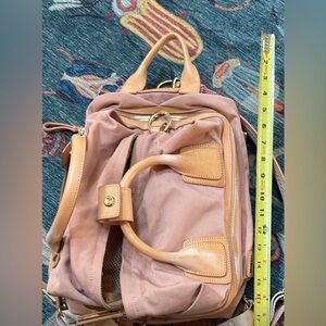 Caraa Blush Pink & Tan Nylon Backpack